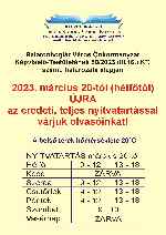 Újra nyitva 2023.03.20-tól
