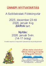 Ünnepi nyitvatartás 2025 december Kislak