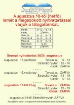 2026. augusztus 10-től újra teljes nyitvatartás!